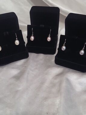 LOW START New Genuine Pearl Earrings - Multiple Color Options Choose One Set